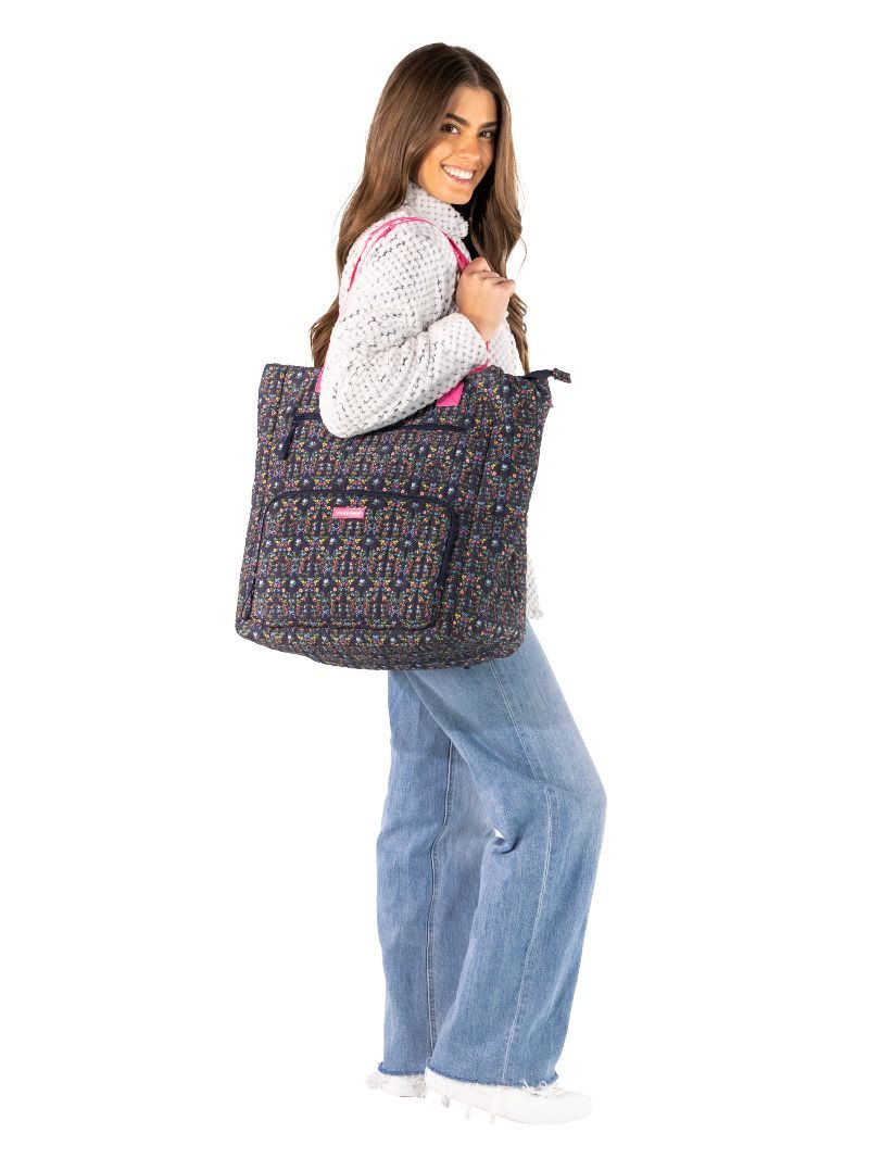 Swirl Quilted Convertible Rolling Tote - F26 - Simply Southern