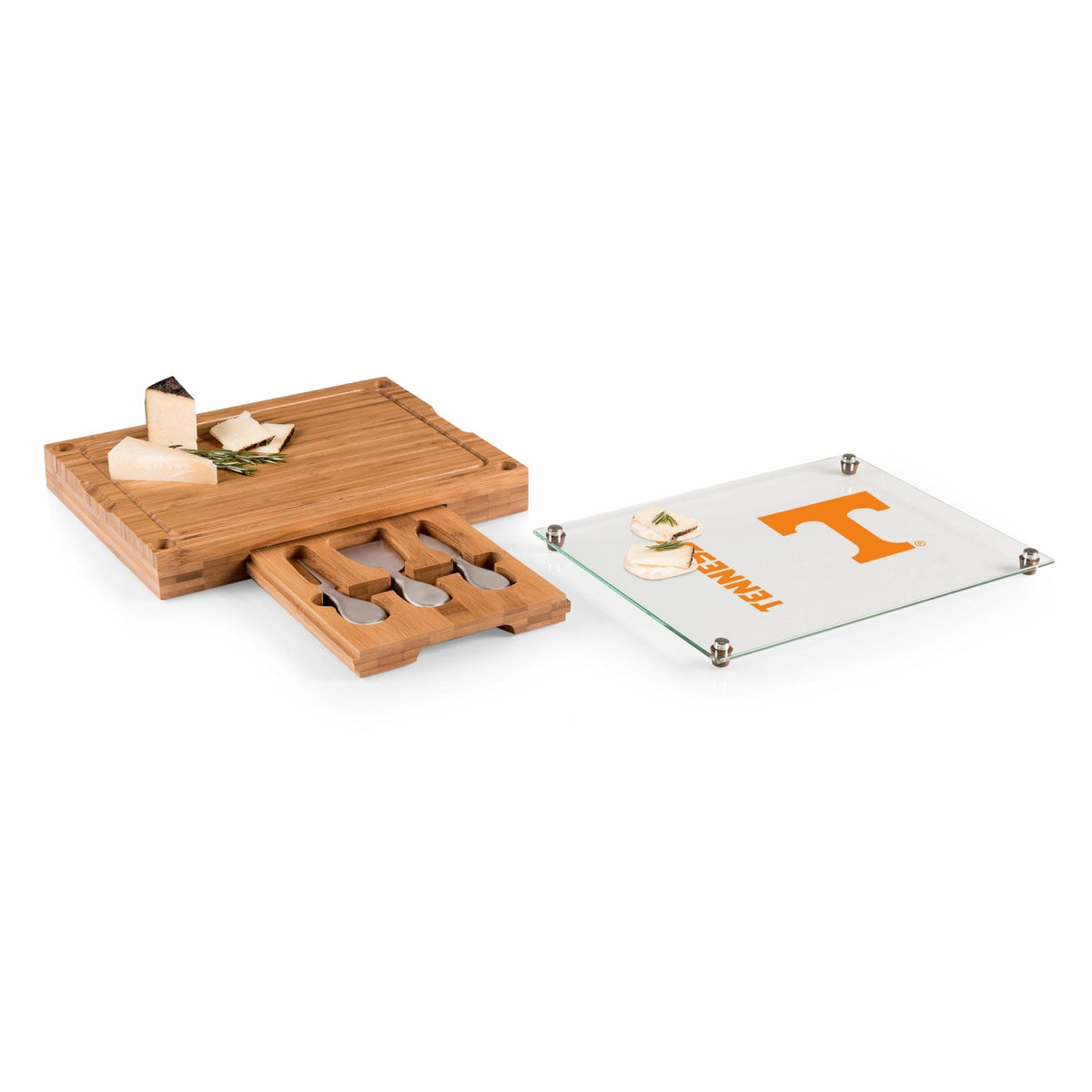 Tennessee Volunteers - Concerto Glass Top Cheese Cutting Board & Tools Set