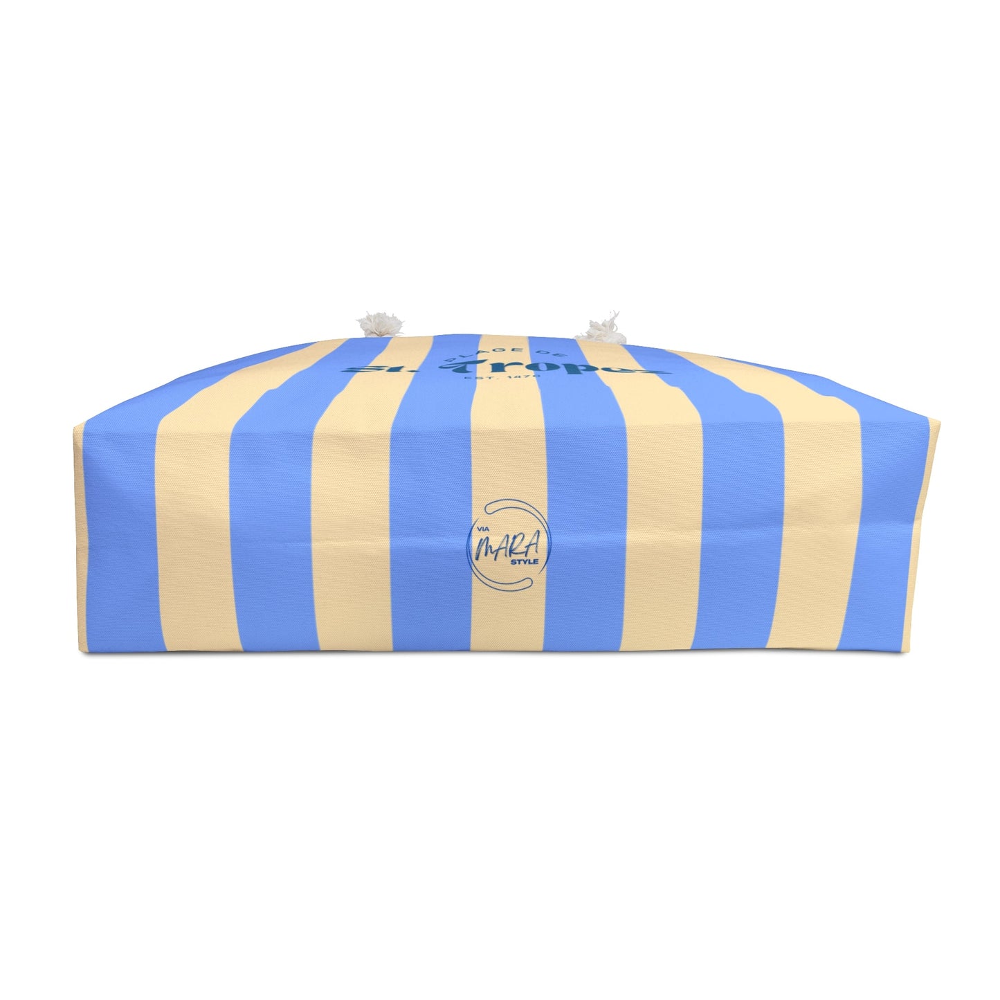 St. Tropez Striped Weekender Bag, Soft Blue — Beach Tote with Rope Handles