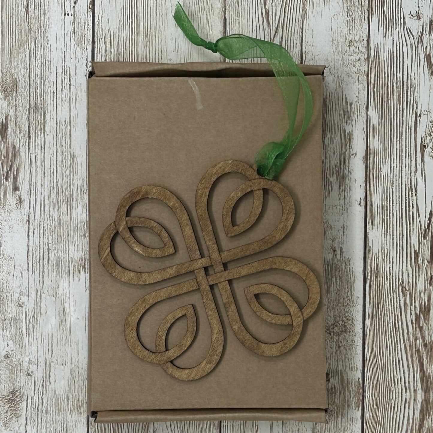 Irish Blessing Four Leaf Clover Lucky Wood Story Ornament Friendship Gift