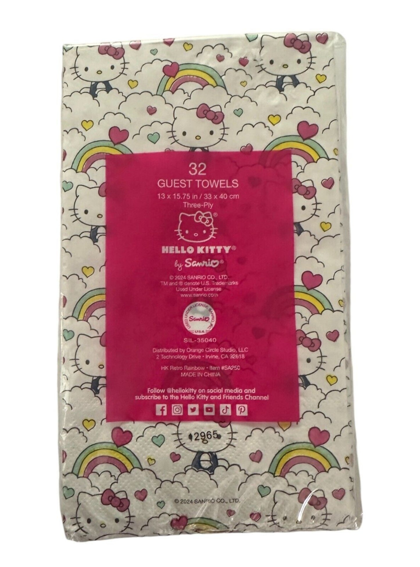 Sanrio Hello Kitty Guest Towels Rainbows 32 White Paper Napkins