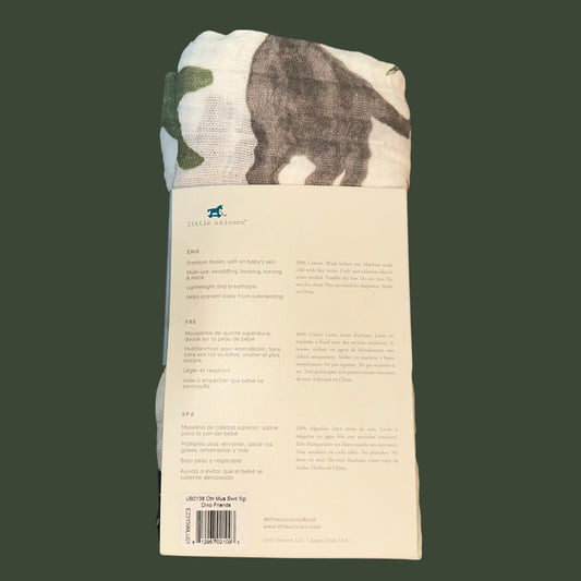 Little Unicorn Cotton Swaddle Baby Muslin Blanket Dino Friends Dinosaur