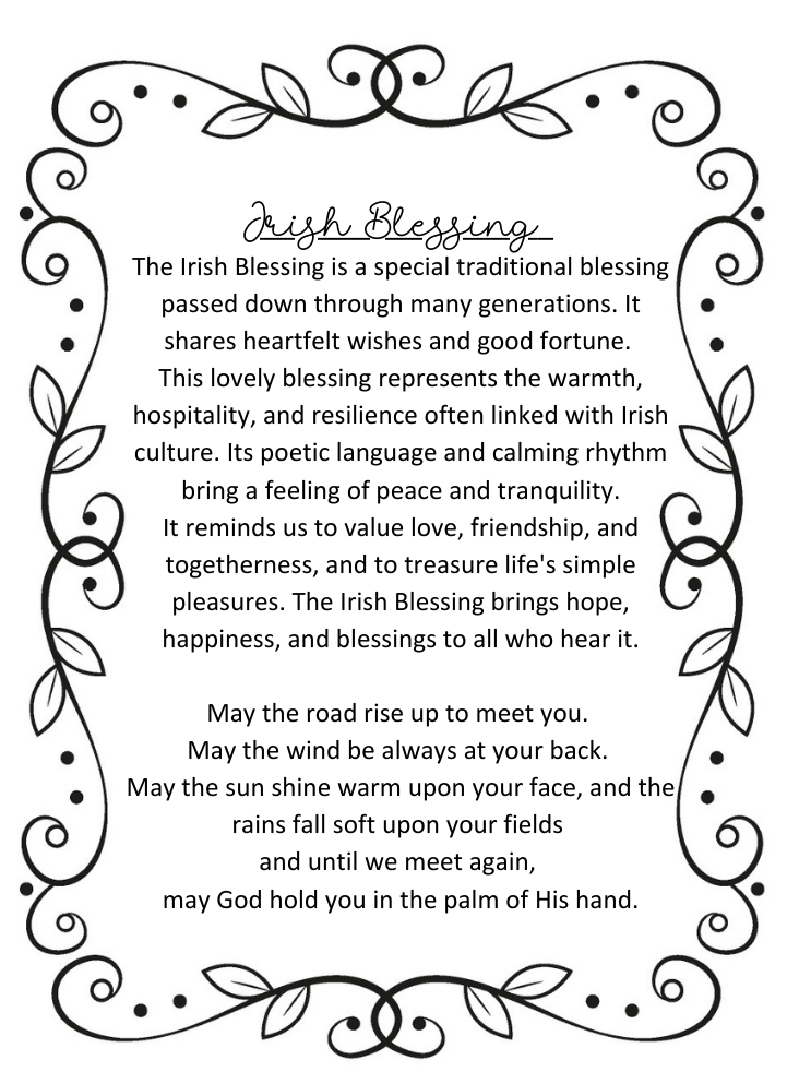 Irish Blessing Four Leaf Clover Lucky Wood Story Ornament Friendship Gift