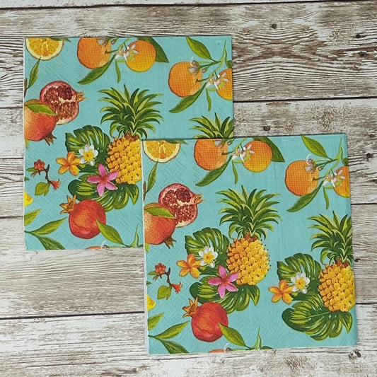 Decoupage Napkins Tropical Fruit Pineapples Cocktail Paper Summer Crafts