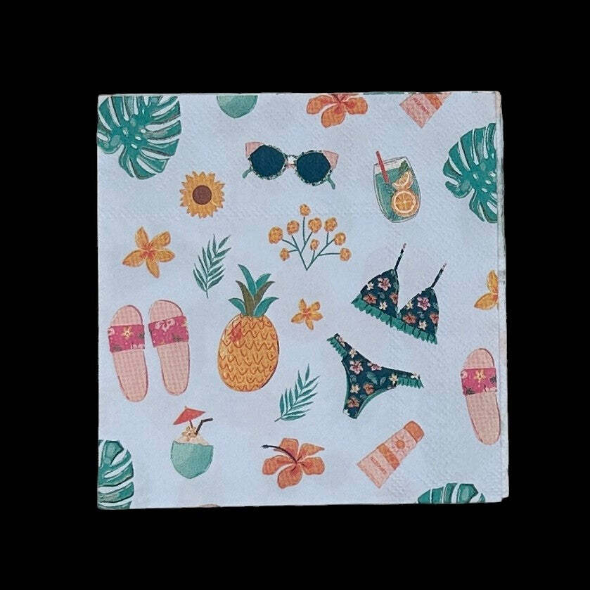 Decoupage Napkins Bikinis Cocktails Summer Beach Days Poolside Flip flops