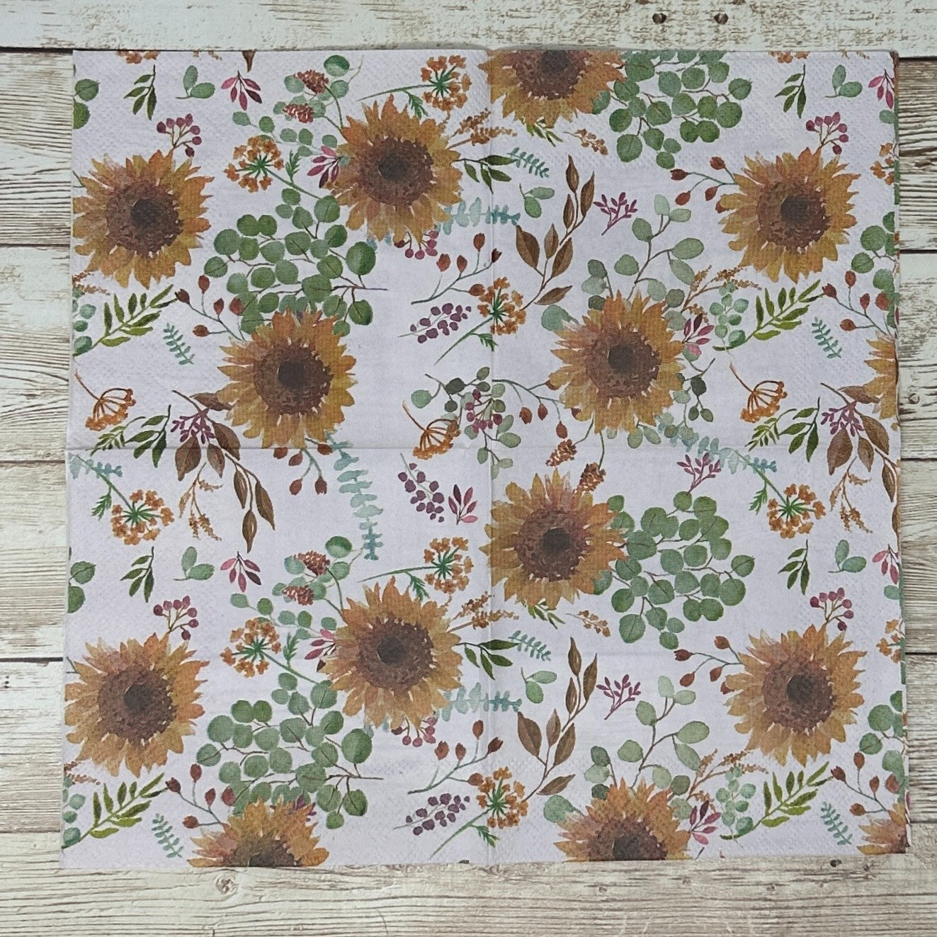 Decoupage Napkins Harvest Sunflower Fall Thanksgivings Berries Cocktail Paper