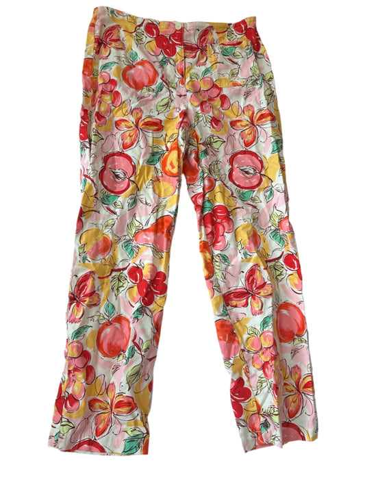 Talbots Vintage Cottage Core Fruit Butterfly Sz 12 Stretch Pants Coastal Grandma
