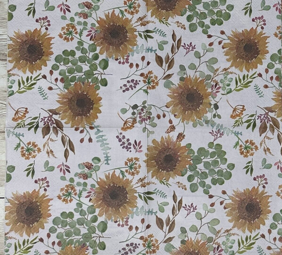 Decoupage Napkins Harvest Sunflower Fall Thanksgivings Berries Cocktail Paper