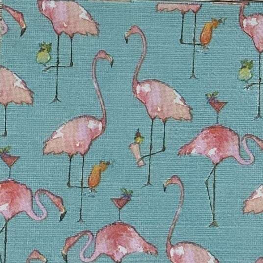 Decoupage Napkins Pink Flamingo Sipping Cocktails Beach Coastal Summer Cocktail