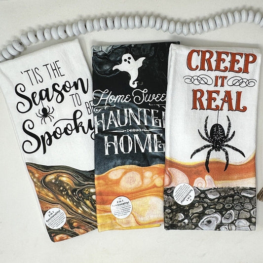 Spooky Halloween Kay Dee Cotton Kitchen Towel Bundles Sets of 3