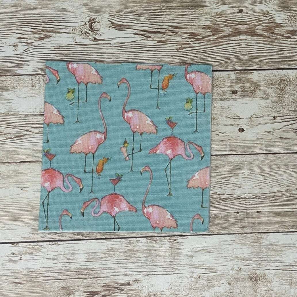 Decoupage Napkins Pink Flamingo Sipping Cocktails Beach Coastal Summer Cocktail