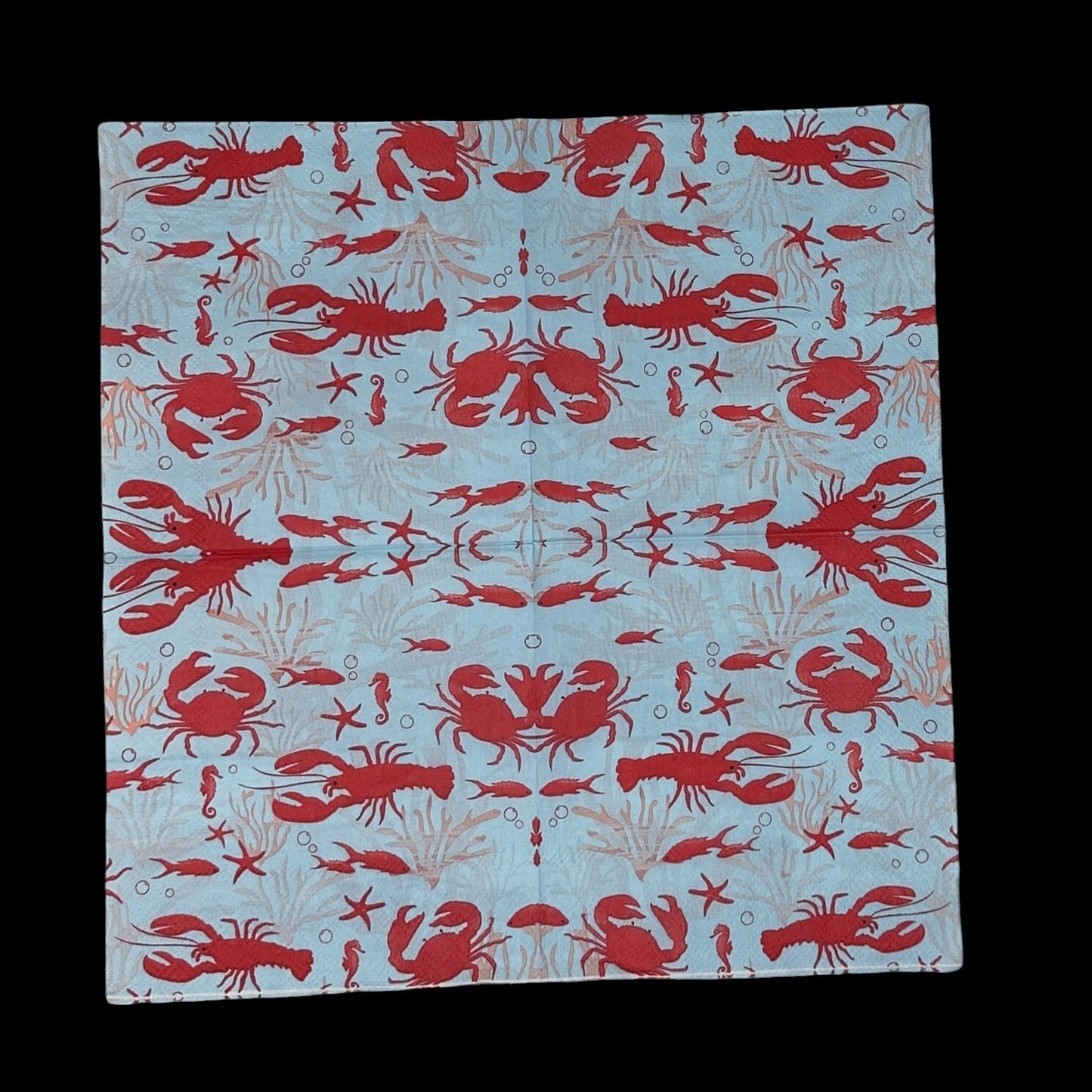 Decoupage Napkins Coastal Blue Red Nautical Crab Fish Lobster Cocktail Crafts