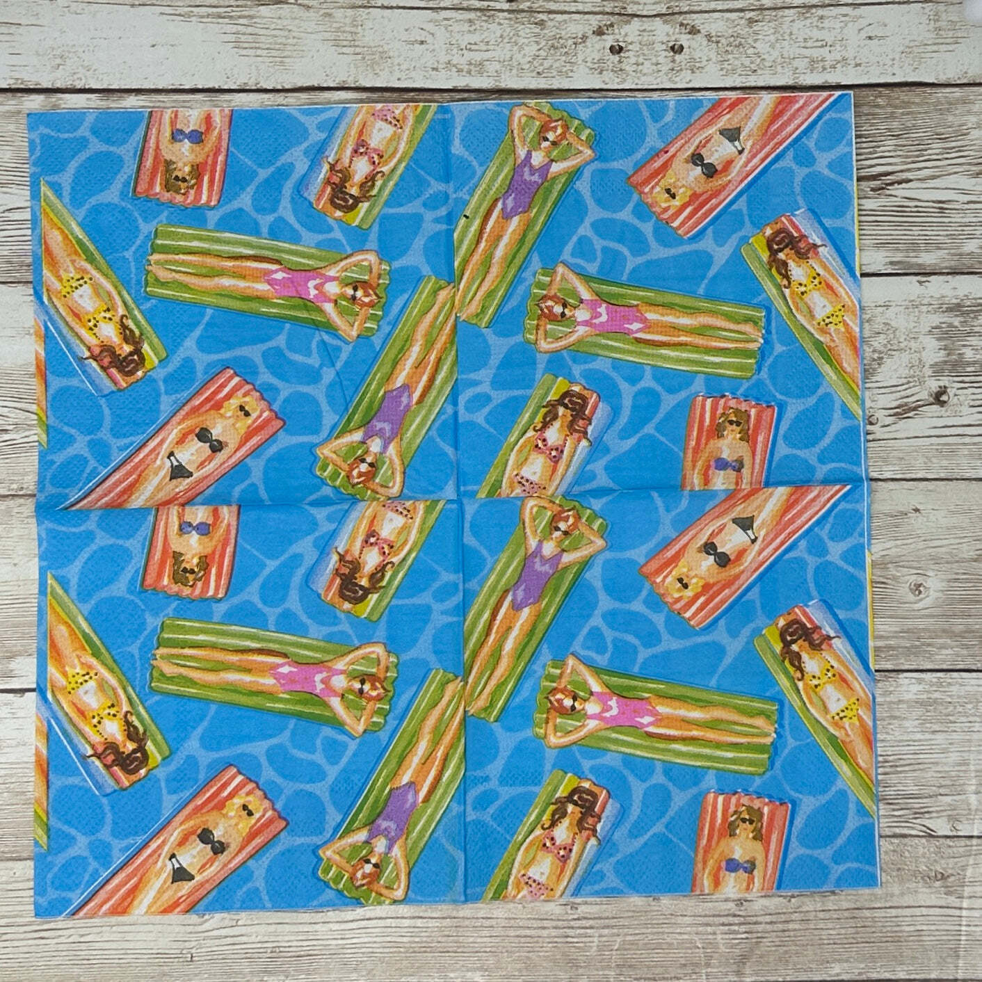 Decoupage Napkins Summer Days Poolside Women on Floats Cocktail Paper