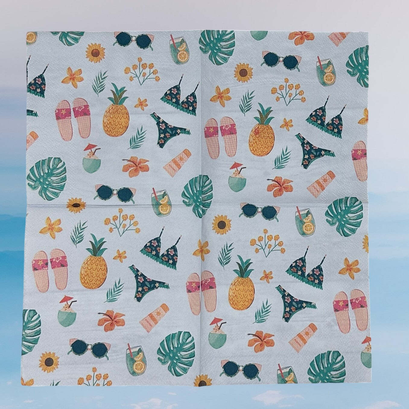Decoupage Napkins Bikinis Cocktails Summer Beach Days Poolside Flip flops