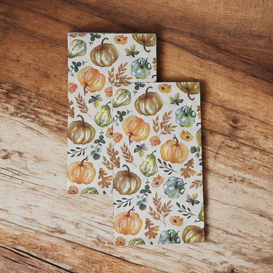 Decoupage Napkins Fall Watercolor Clementine Pale Leaves Pumpkins Guest Paper Crafts