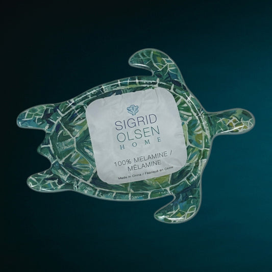 Sea Turtle Melamine Ocean Shaped Appetizer Tidbit Plates Sigrid Olsen Set of 4