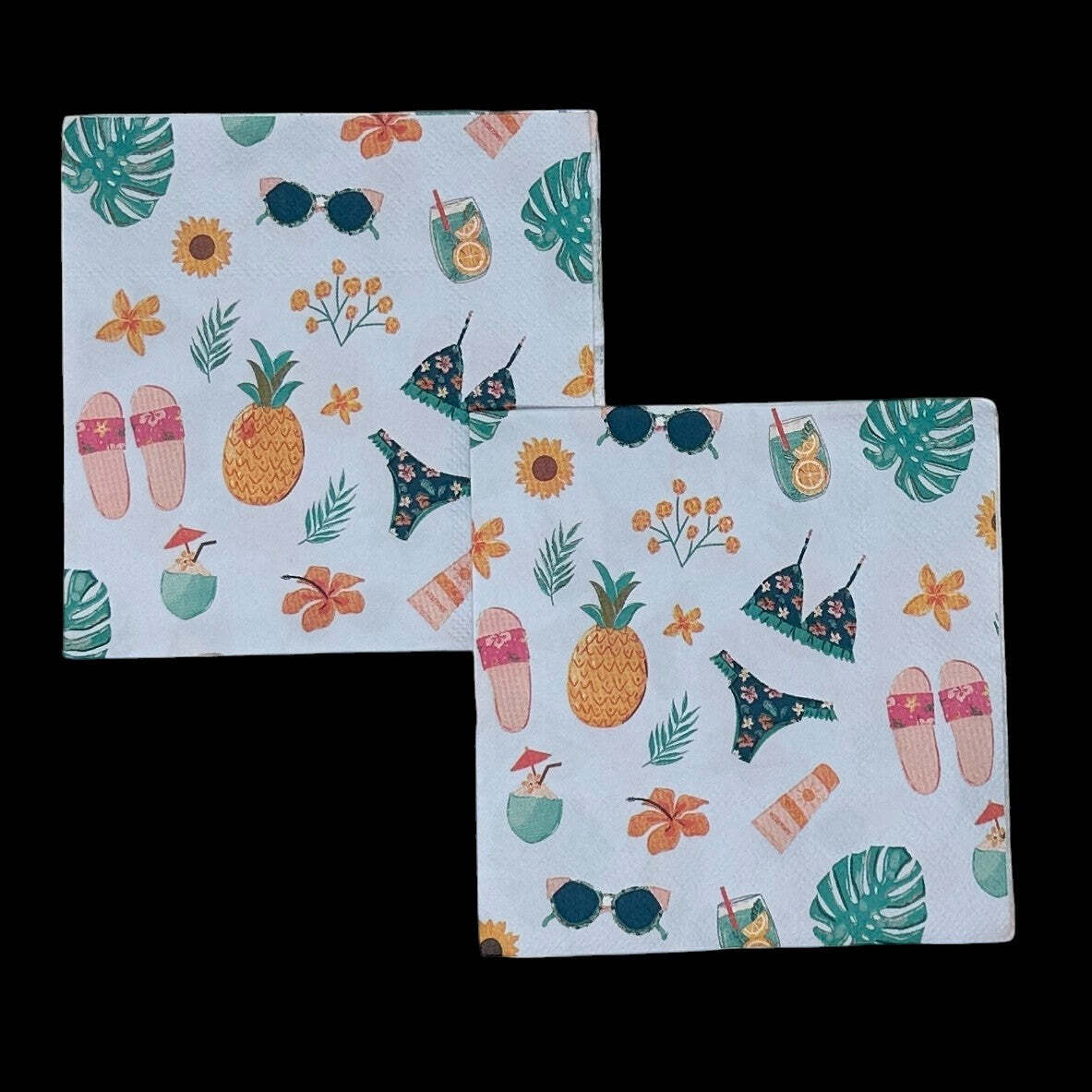 Decoupage Napkins Bikinis Cocktails Summer Beach Days Poolside Flip flops