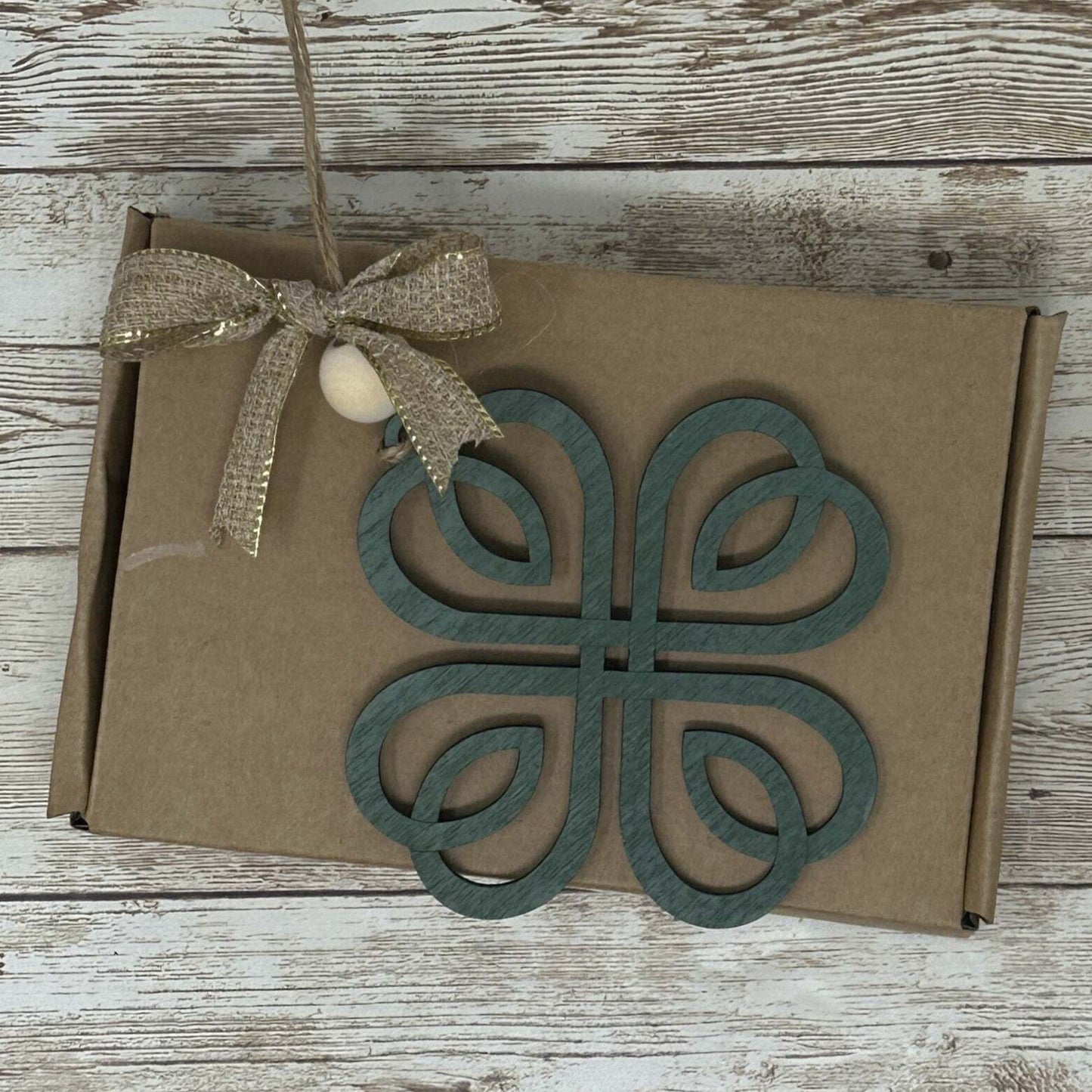 Irish Blessing Four Leaf Clover Lucky Wood Story Ornament Friendship Gift