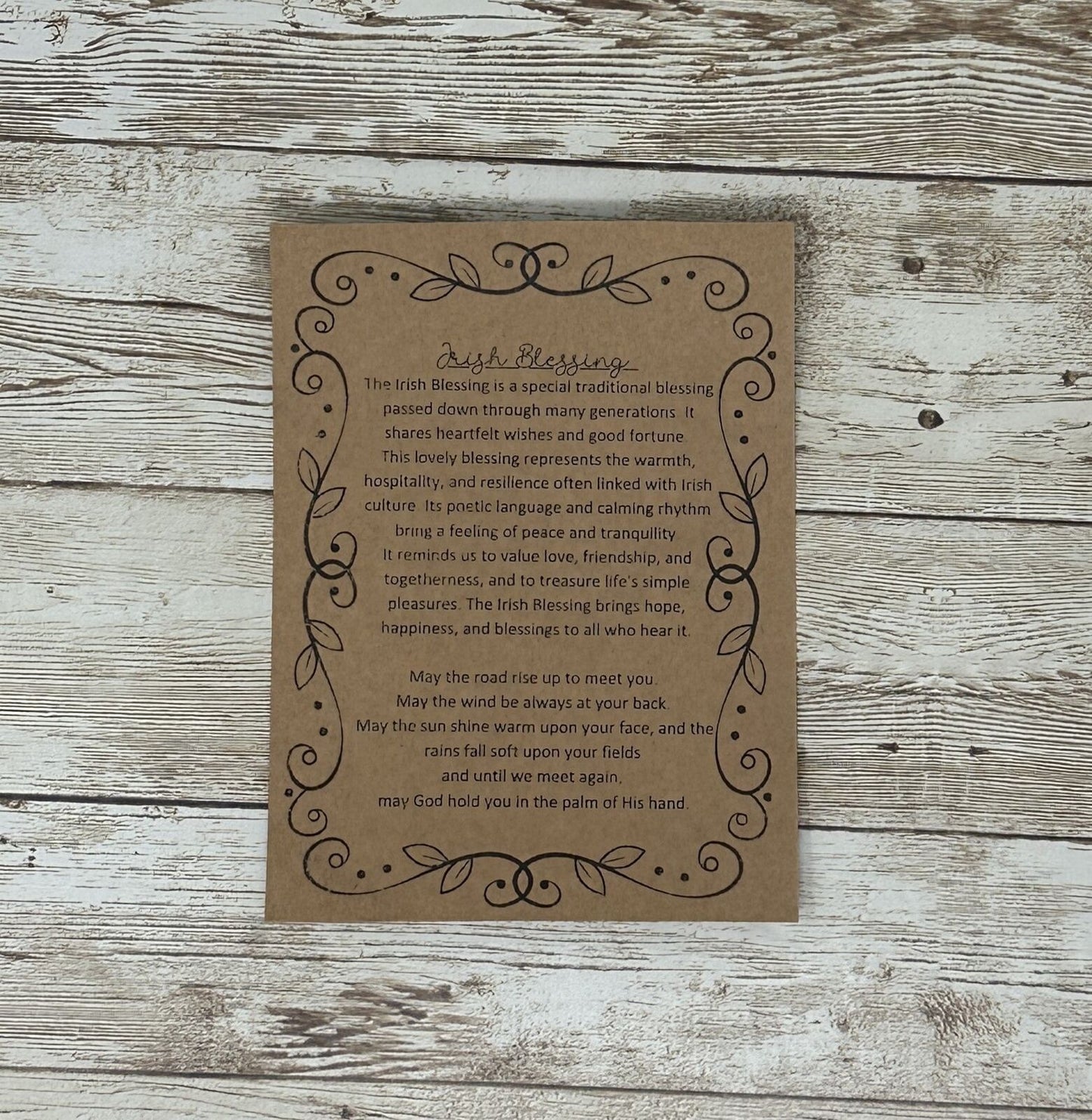 Irish Blessing Four Leaf Clover Lucky Wood Story Ornament Friendship Gift