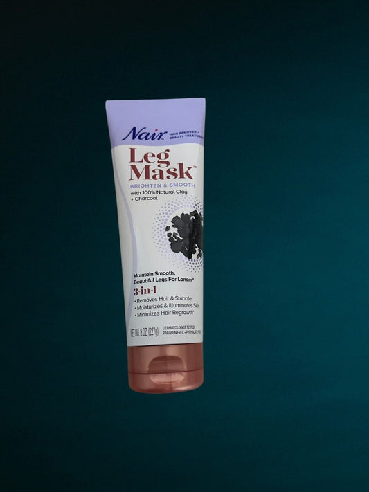2-Nair 3-in-1 Leg Mask Natural Clay & Charcoal Hair Removal Exfoliating Moisture