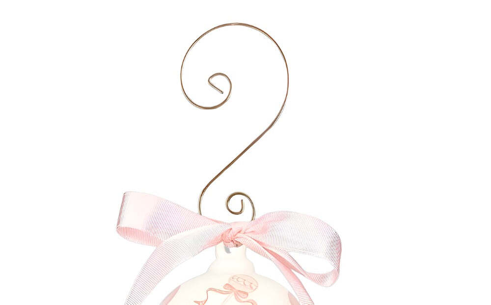 Baby's 1st Christmas Ceramic Ornament, 4 x 3.75 inches, White with Pink Polka
