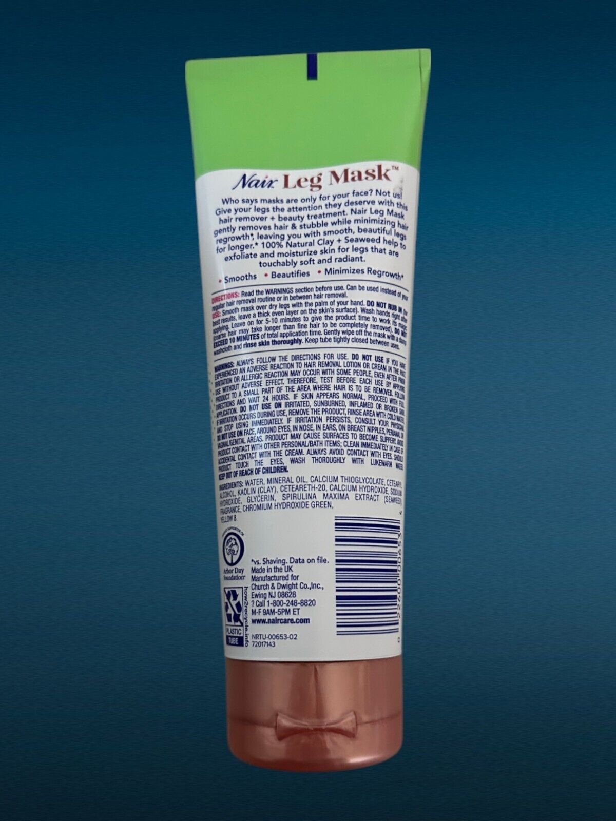 Nair Natural Clay & Seaweed 3 in 1 Leg Mask Hair Remover Beauty Treatment 8oz