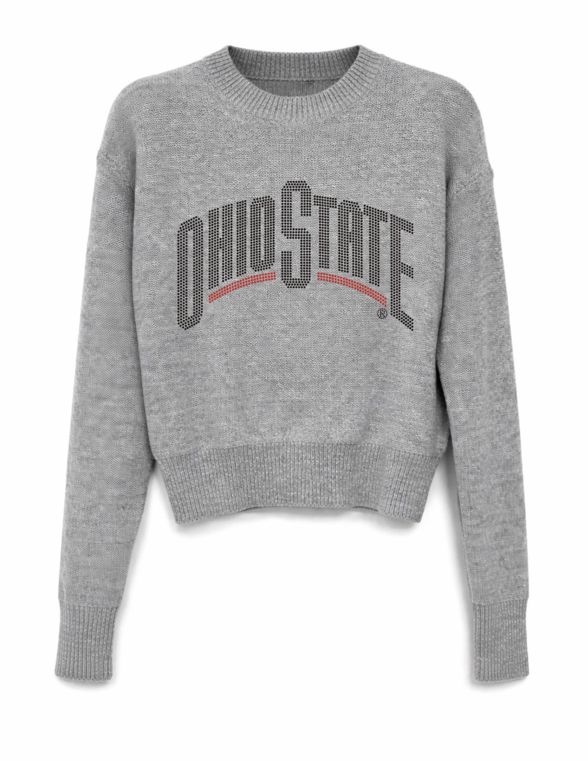 Ohio State Black Curve Gray Crewneck Long Sleeve Sweater
