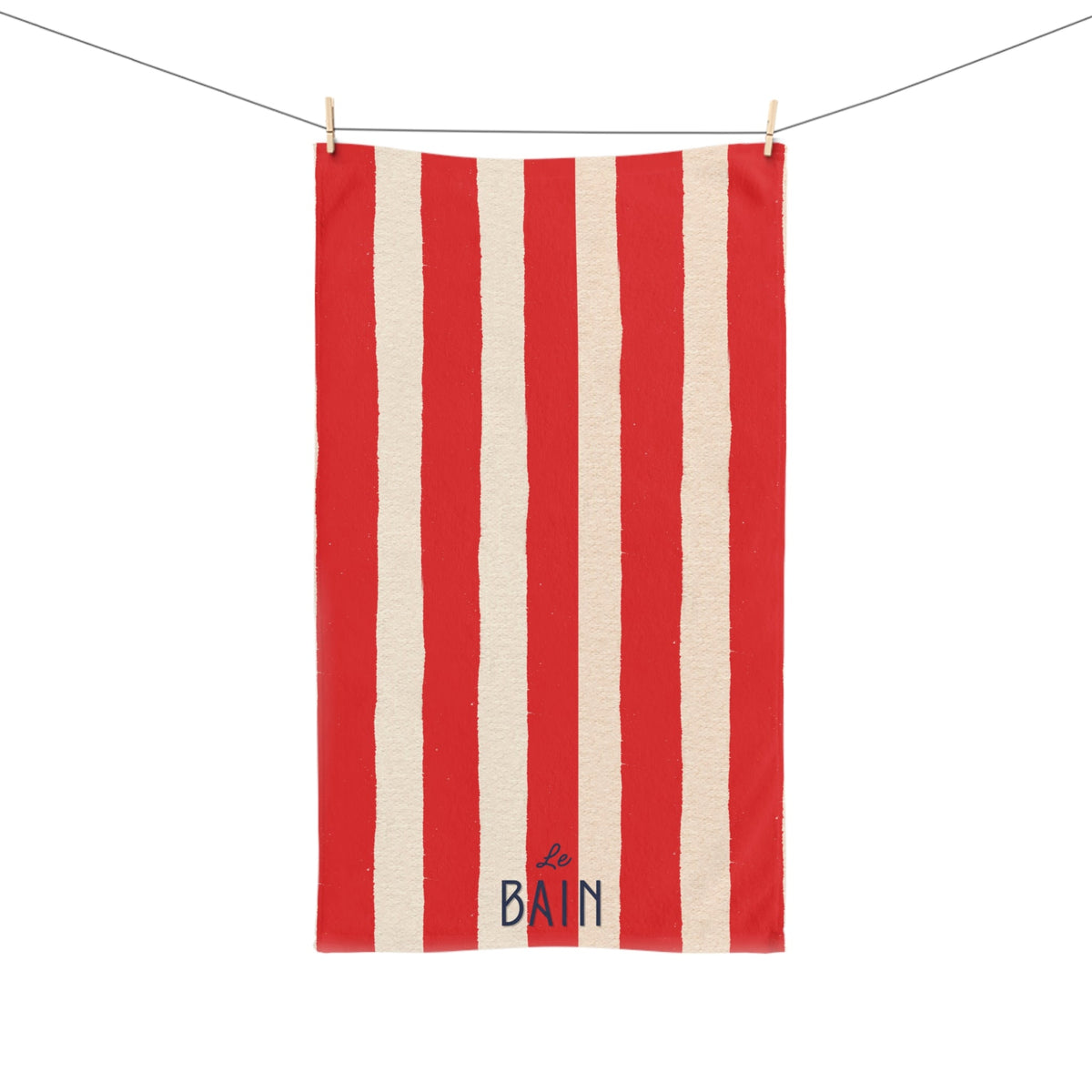 Le Bain Red Striped Hand Towel — French Red & Cream Bathroom Decor