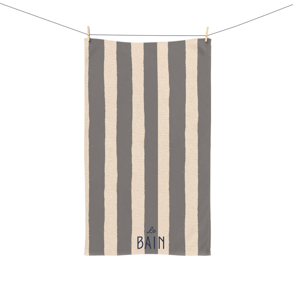 Le Bain Grey Striped Hand Towel — Grey & Cream French Bathroom Decor