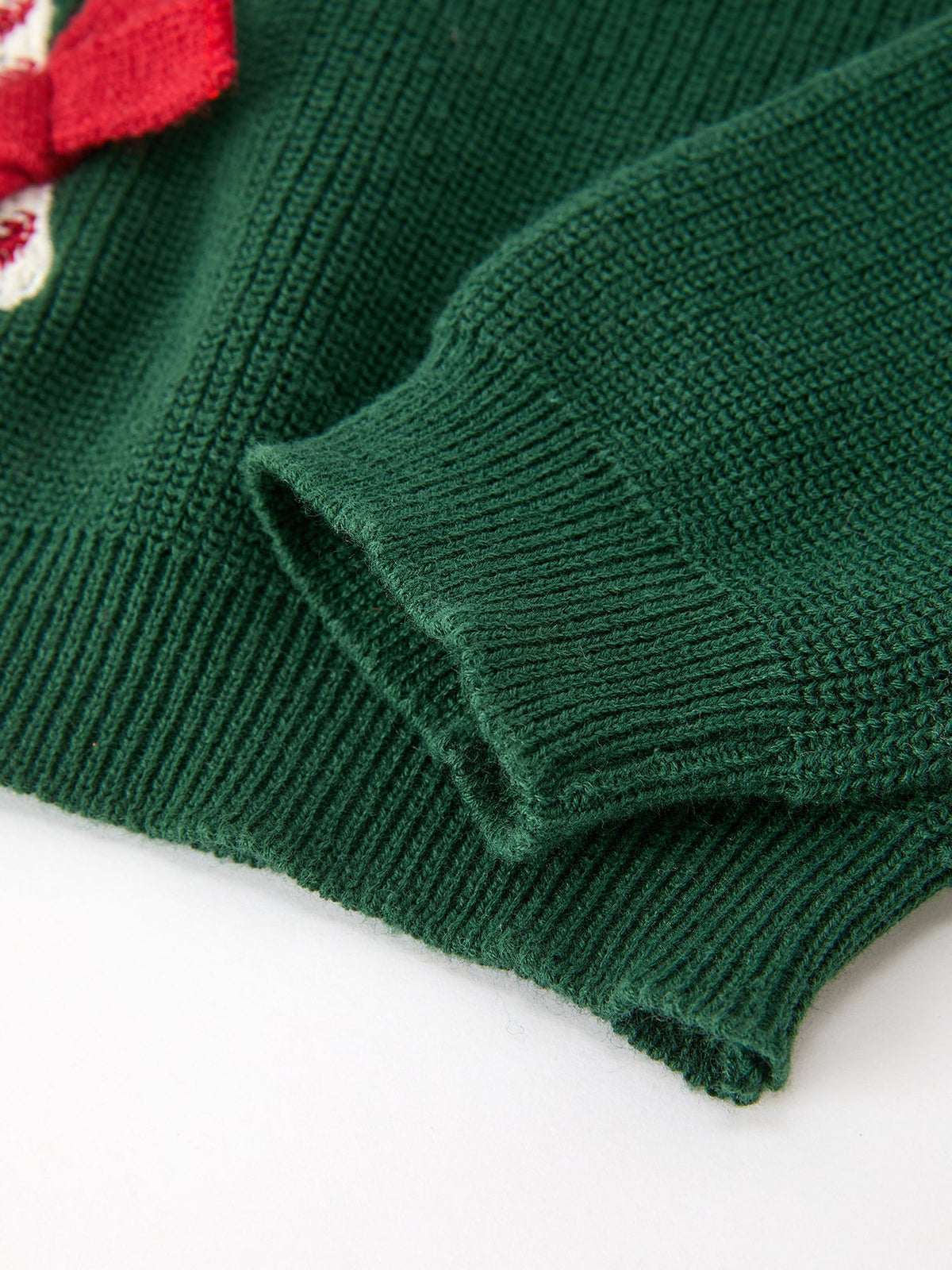 Girls Christmas Jolly Candy Cane Bow Knit Sweater