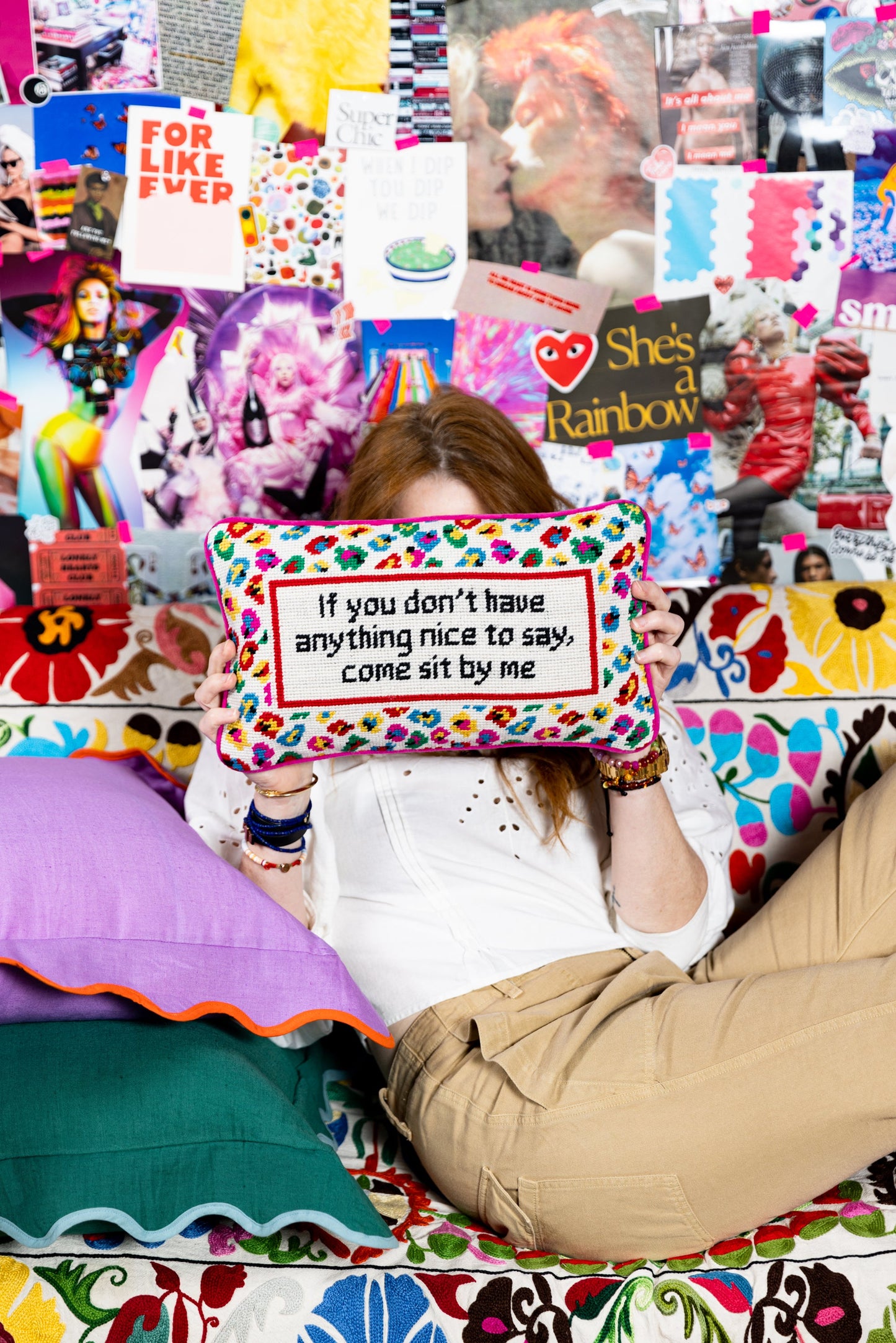 Come Sit By Me Needlepoint Pillow