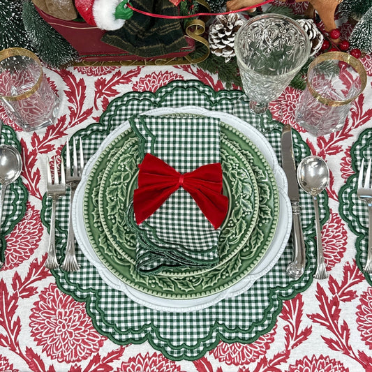 Red: Velvet Bow Napkin Ties - (Set of 4)