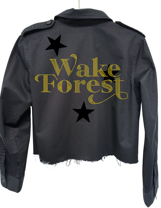 Wake Forest Script Black Shacket