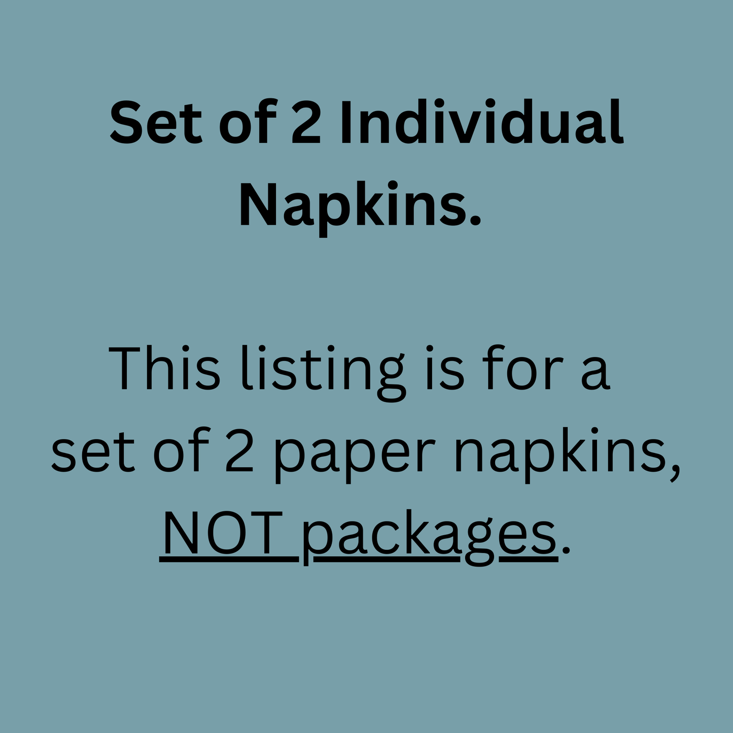 Text on a blue background indicating a set of 2 individual paper napkins.