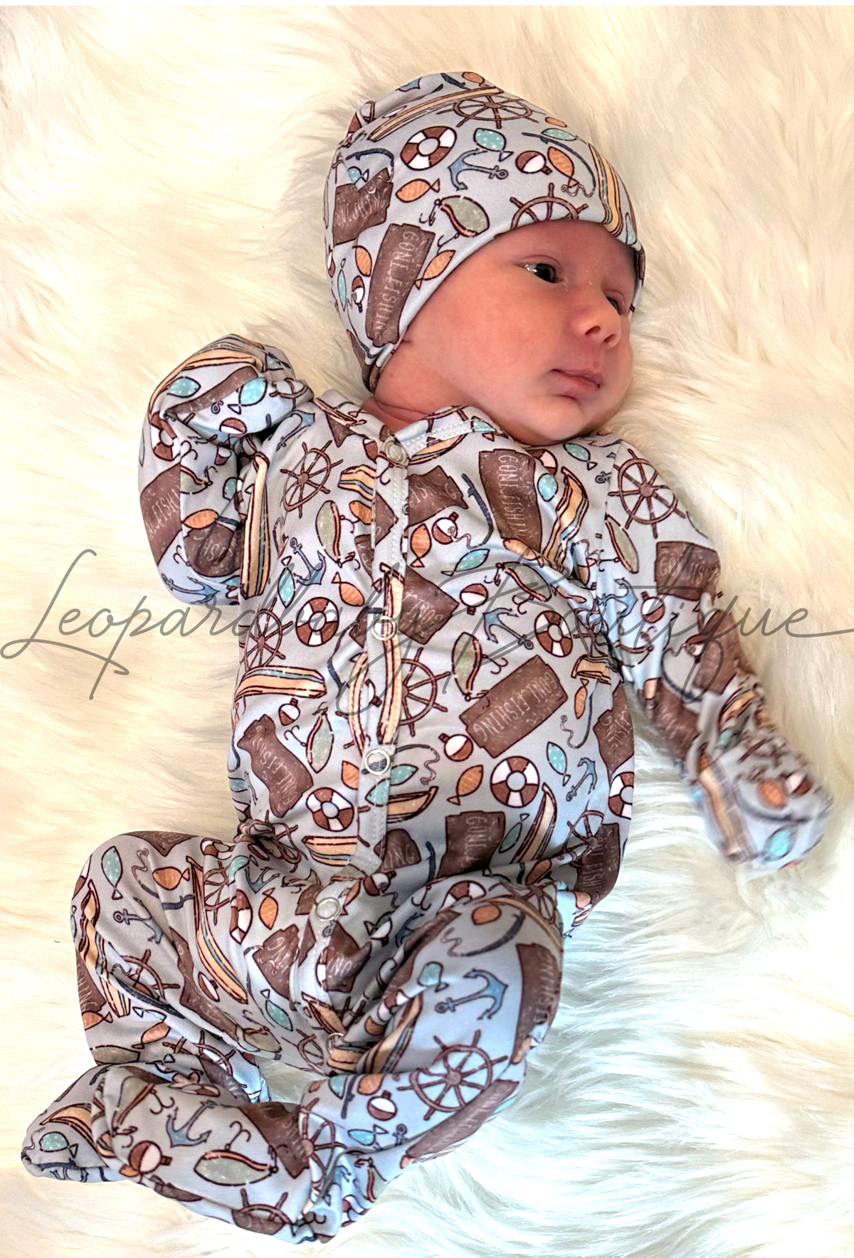 NEWBORN gone fishing sleeper Set
