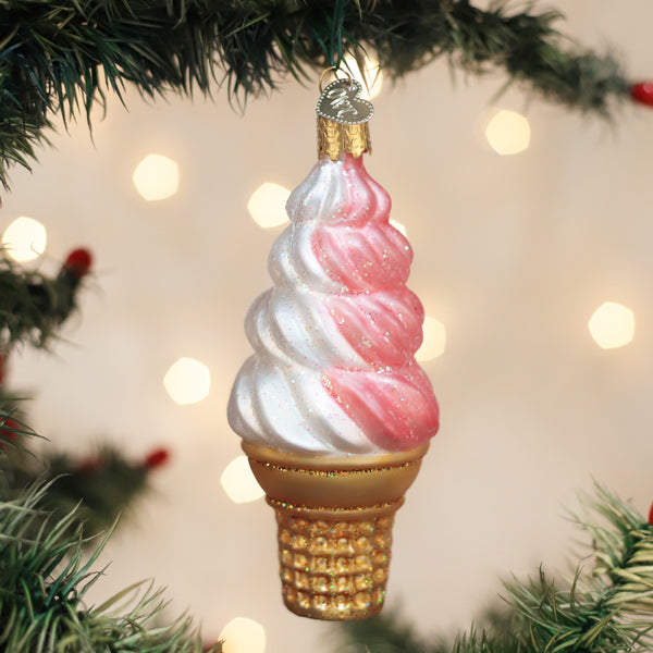 Strawberry Swirl Soft Serve Ornament