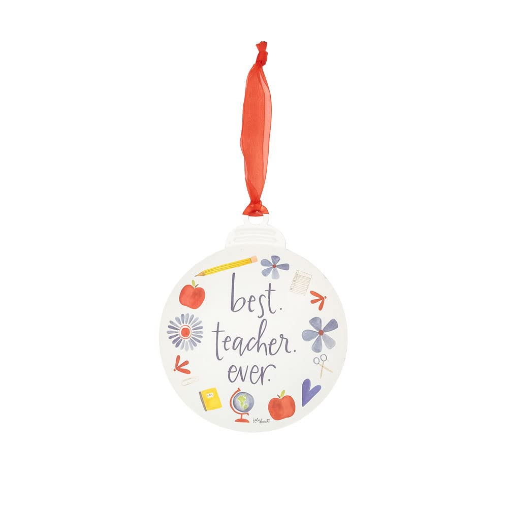 Shannon Road Gifts Hand-Drawn Metal Keepsake Christmas Ornament, 4-Inches, Best Teacher