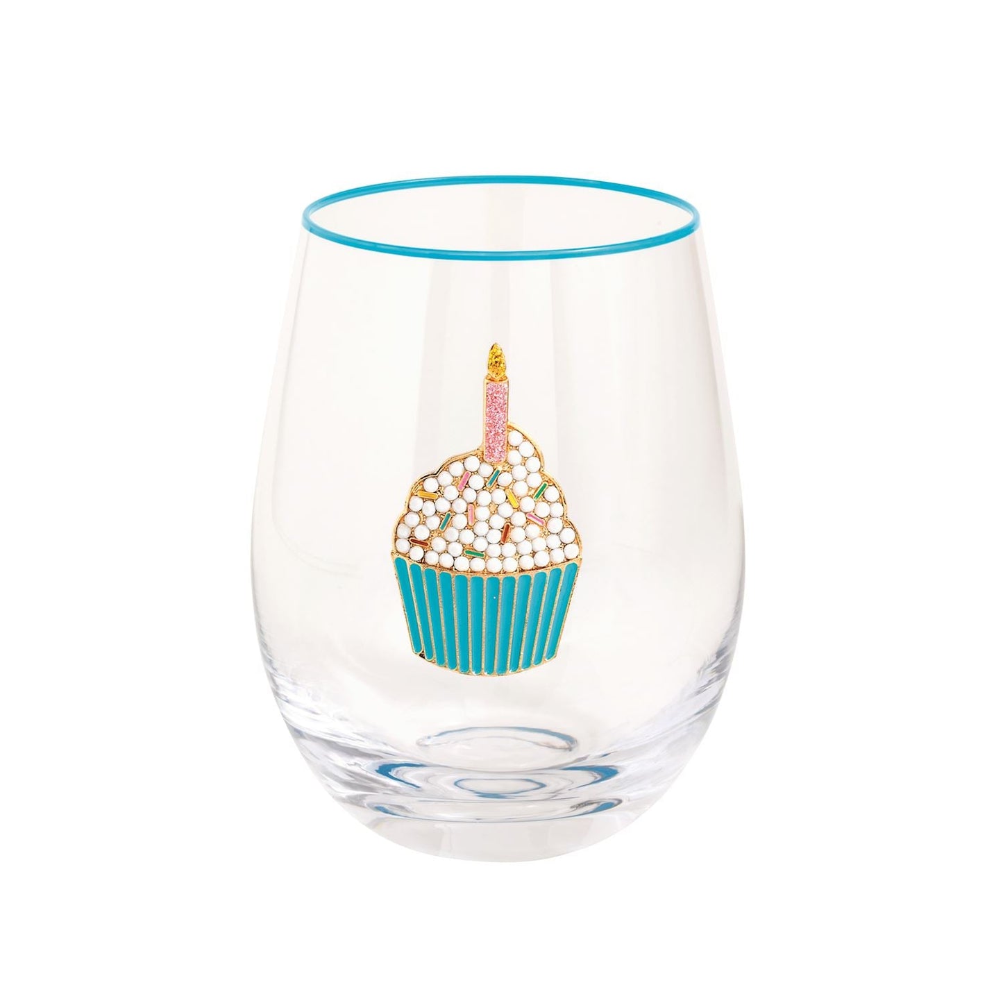 Cupcake Beaded Birthday Wine Glass