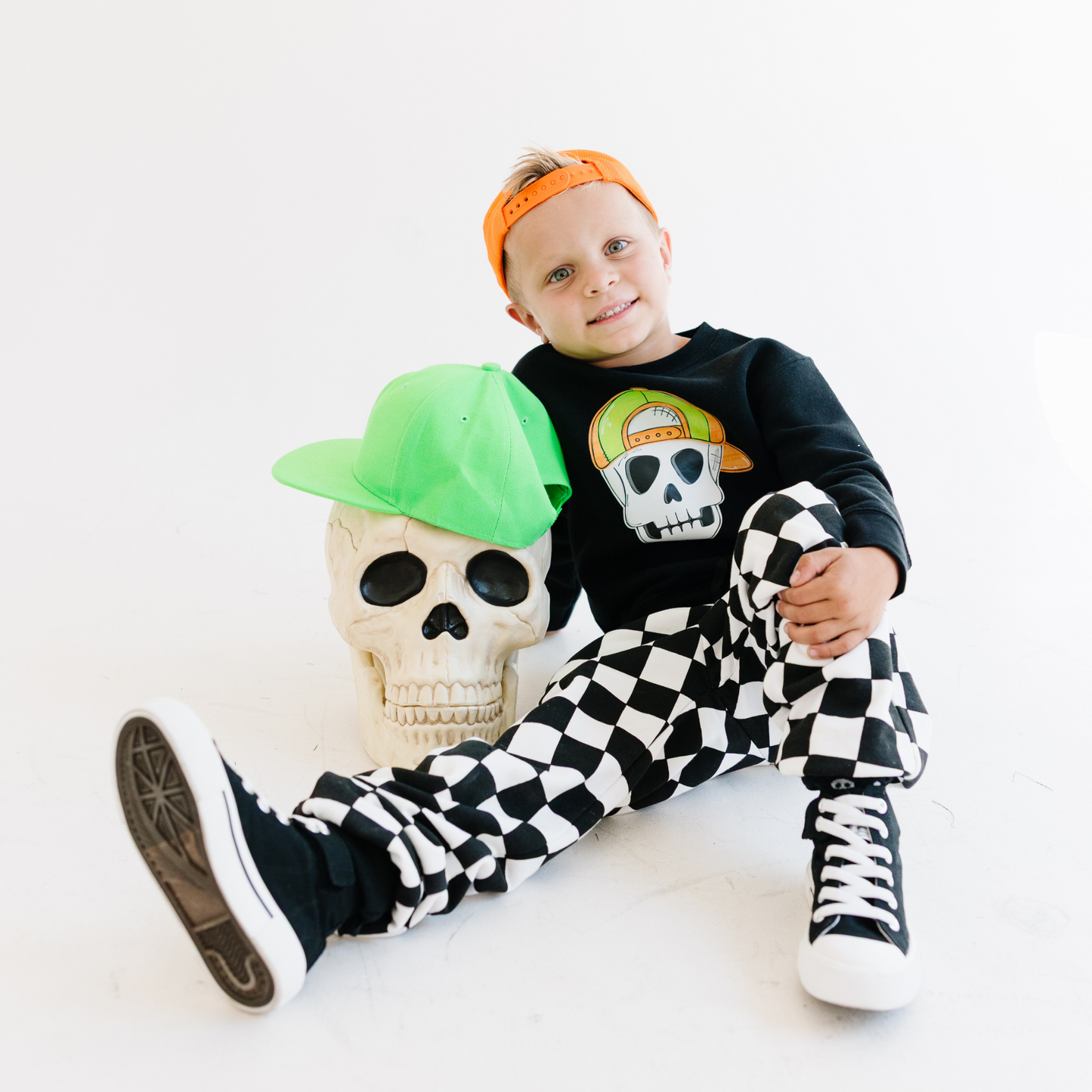 Backwards Hat Skull Sweatshirt