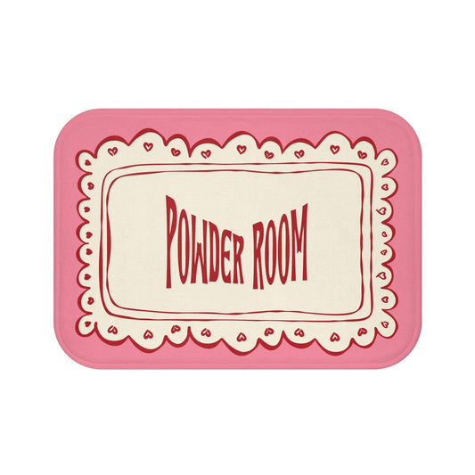 Powder Room Bath Mat | PINK Vintage Lace Doily Bathroom Rug