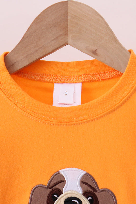 Premium Orange Tennessee puppy applique top