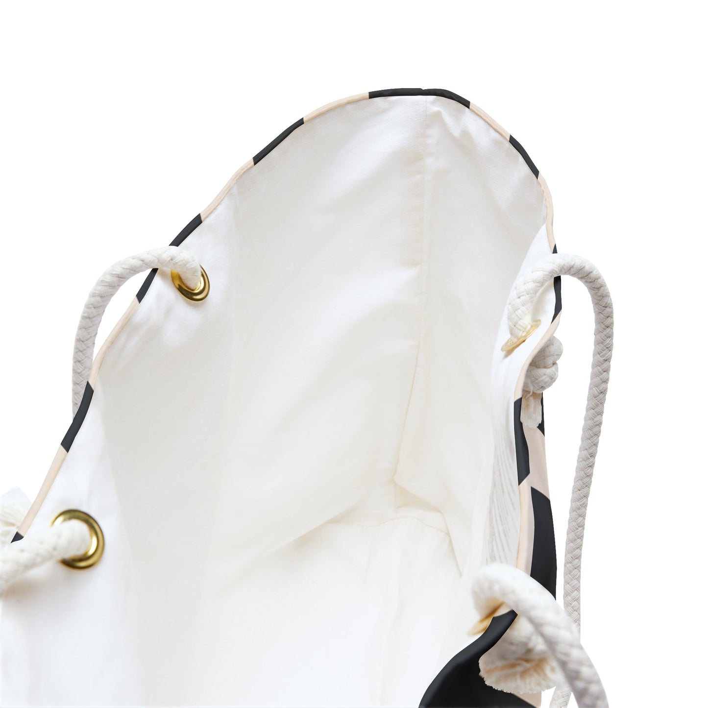 CIAO Stripe Weekender Bag — Black & Cream Oversized Beach Tote