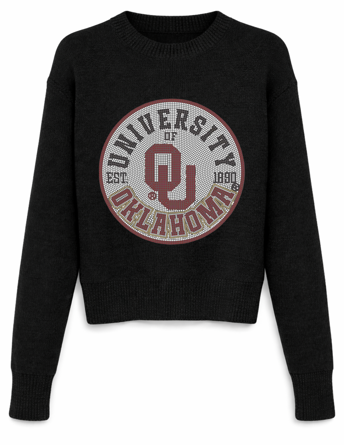 University of Oklahoma EST. 1890 Circle Black Crewneck Long Sleeve Sweater