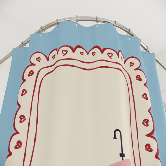 Vintage Girly Shower Curtain, PALE BLUE | Feminine Bathroom Decor
