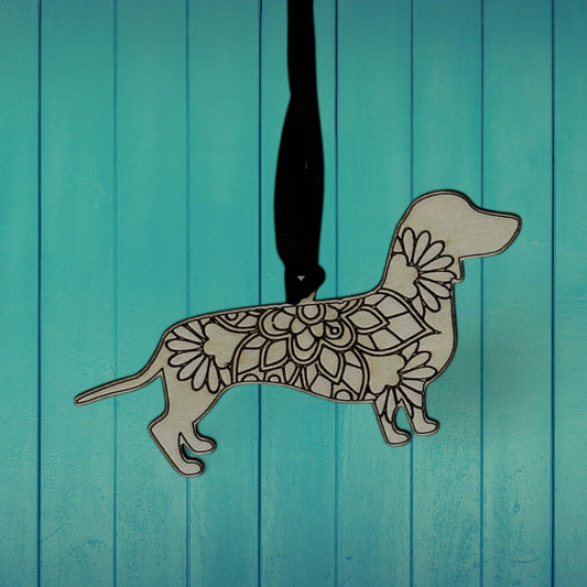 Dachshund Dog Ornament – Handcrafted Wooden Mandala Keepsake & Memorial Gift