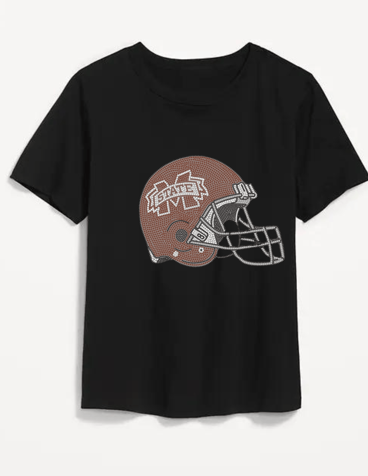 Mississippi State Helmet Black Crewneck Short Sleeve T-Shirt