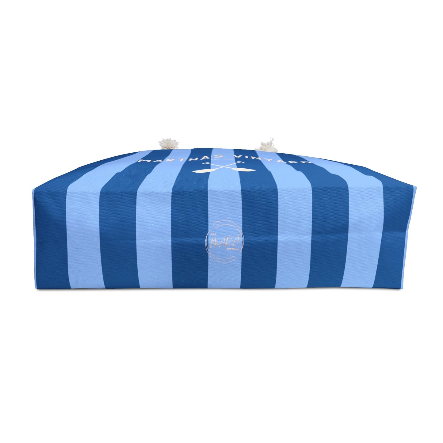 Marthas Vineyard Striped Weekender Bag — Nautical Rope-Handle Travel Tote
