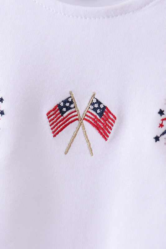 White flag fireworks embroidery bubble