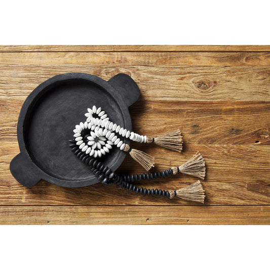 Mud Pie Decor Beads with Tassel, White, 40"