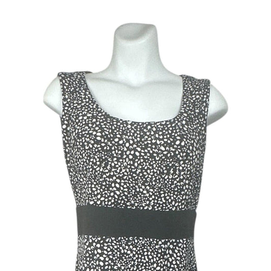 Perceptions Size 12 Petite Sleeveless Dress Stretch Black Beige Floral Print